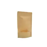 Sachet doypack avec fenêtre 250 ml 12 x 4 x 20 cm fermeture zip - Sachet stand up - Brun - Lot de 50