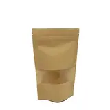 Sachet doypack avec fenêtre 500 ml 14 x 4 x 22 cm fermeture zip - Sachet stand up - Brun - Lot de 50
