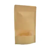 Sachet doypack avec fenêtre 750 ml 16 x 4 x 26 cm fermeture zip - Sachet stand up - Brun - Lot de 50