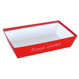 Corbeille carton rectangulaire Plaisir d'offrir 33 x 20 x 7,5 cm rouge / blanc, paquet de 10 - Corbeilles carton