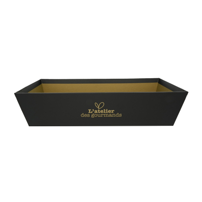 Corbeille carton rectangleÉpicerie fine 33 x 20 x 7,5 cm brun / noir, paquet de 10