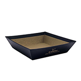 Corbeille carton carrée Épicerie fine 20x20x5 cm - brun / noir - Corbeilles carton