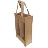 Sacs jute 2 bouteilles à fenêtres