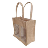 Sacs jute carré à fenêtre 2 pots