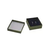 Écrin bijou pour Collier & Chaîne papier kapok vert olive 9 x 9 x 3,5 cm insert coussin - Boite bijoux – Lot de 20