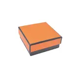 Boîte à bijoux carton 7,5 x 7,5 x 3,5 cm orange liseré noir – écrin bijoux carton – Lot de 20