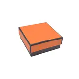 Boîte à bijoux carton 7,5 x 7,5 x 3,5 cm orange liseré noir – écrin bijoux carton – Lot de 20
