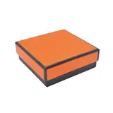 Boîte à bijoux carton 9 x 9 x 3,5 cm orange liseré noir – écrin bijoux carton – Lot de 20