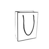 Sac papier pelliculé blanc à liseré noir L 12 x P 6 x H 16 cm – 230 g/m² – Paquet de 20