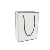 Sac papier pelliculé blanc à liseré noir L 12 x P 6 x H 16 cm – 230 g/m² – Paquet de 20