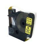 Ruban jaune 12 mm x 7 m - noir sur jaune - compatible Dymo