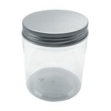 Pot à vis PET transparent avec couvercle aluminium 250 ml, paquet de 6