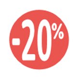Etiquette Soldes -20% rouge fluo ø30mm - Sticker Soldes -20% - Paquet de 500