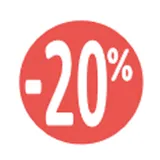 Etiquette Soldes -20% rouge fluo ø30mm - Sticker Soldes -20% - Paquet de 500