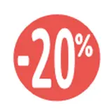 Etiquette Soldes -20% rouge fluo ø30mm - Sticker Soldes -20% - Paquet de 500