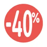 Etiquette Soldes -40% rouge fluo ø30mm - Sticker Soldes -40% - Paquet de 500