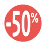 Etiquette Soldes -50% rouge fluo ø30mm - Sticker Soldes -50% - Paquet de 500