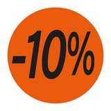 Pastille adhésive promo '-10%' rond ø 36 mm, Orange fluo - Sticker promo - Lot de 500