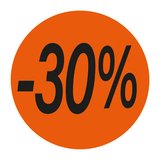 Pastille adhésive promo '-30%' rond ø 36 mm, Orange fluo - Sticker promo - Lot de 500