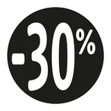 Etiquette Soldes -30% noir ø36mm - Sticker Soldes -30% - Paquet de 500