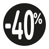 Etiquette Soldes -40% noir ø36mm - Sticker Soldes -40% - Paquet de 500
