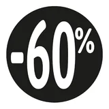 Etiquette Soldes -60% noir ø36mm - Sticker Soldes -60% - Paquet de 500