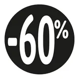 Etiquette Soldes -60% noir ø36mm - Sticker Soldes -60% - Paquet de 500