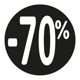 Etiquette Soldes -70% noir ø36mm - Sticker Soldes -70% - Paquet de 500