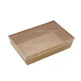 Boîte salade avec couvercle fenêtre 900 ml 17,4 x 13,4 x 4,8 cm carton kraft - Boîte salade à emporter - Lot de 50