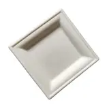 Assiette jetable carrée en fibre végétale biodégradable 26 x 26 x 1,79 cm - Blanc - Lot de 50