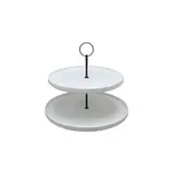 Présentoir à gâteaux 2 niveaux en céramique ø 28 / 24 x H 22 cm – Serviteur à gâteaux - Blanc