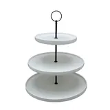 Présentoir à gâteaux 3 niveaux en céramique ø 28 / 24 / 17,5 x H 32 cm – Serviteur à gâteaux - Blanc
