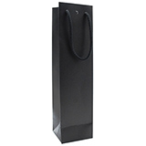 Sac bouteille noir mat pelliculé poignées cordelette - 1 bouteille - Paquet de 20
