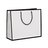 Sac papier luxe pelliculé blanc liseré noir 36 + 13 x H 30 cm - Sac cadeau - Paquet de 20