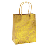 Sacs kraft à spirales or 2 faces - 18 + 10 x H 23 cm - Sacs kraft à motifs