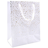 Sac pelliculé Terrazzo blanc / or / argent irisé 25 + 13 x H 33 cm - Paquet de 20