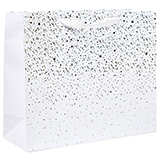 Sac pelliculé Terrazzo blanc / or / argent irisé 36 + 13 x H 30 cm - Paquet de 20