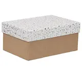 Boîtes cadeaux Terrazzo à couvercle amovible - blanc / brun - 19 x 13 x H 8,5 cm