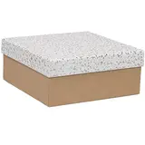 Boîtes cadeaux Terrazzo à couvercle amovible - blanc / brun - 20 x 20 x H 8,5 cm