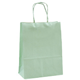 Sac kraft vert pastel à poignées torsadées 16+8x22cm 120g/m² (x50) - Sacs kraft unis, poignées torsadées