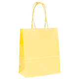 Sac kraft jaune pastel à poignées torsadées 12+6x15cm 120g/m² (x50) - Sacs kraft unis, poignées torsadées