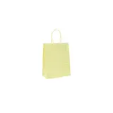 Sac kraft jaune pastel à poignées torsadées 12+6x15cm 120g/m² (x50)