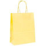 Sacs kraft jaune pastel à poignées torsadées 16+8x22cm 120g/m² (x50) - Sacs kraft unis, poignées torsadées