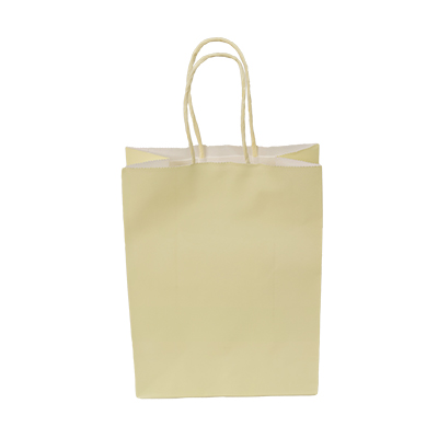 Sacs kraft jaune pastel à poignées torsadées 16+8x22cm 120g/m² (x50) - Sacs kraft couleur poignées torsadées