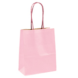 Sacs kraft rose pastel à poignées torsadées 12+6x15cm 120g/m² (x50) - Sacs kraft unis, poignées torsadées