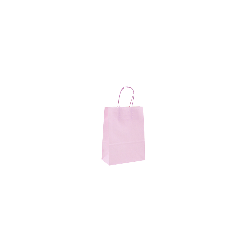 Sacs kraft rose pastel à poignées torsadées 12+6x15cm 120g/m² (x50)