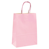 Sacs kraft rose pastel à poignées torsadées 16+8x22cm 120g/m² (x50) - Sacs kraft unis, poignées torsadées