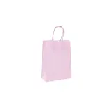 Sacs kraft rose pastel à poignées torsadées 16+8x22cm 120g/m² (x50)