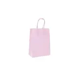 Sacs kraft rose pastel à poignées torsadées 16+8x22cm 120g/m² (x50)
