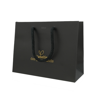 Sacs papier kraft poignées cordelettes - 22+9x17 cm - collection Épicerie Fine